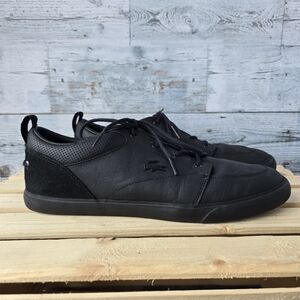 Lacoste Bayliss Black Leather Sneakers Lace Up Mens Size 11